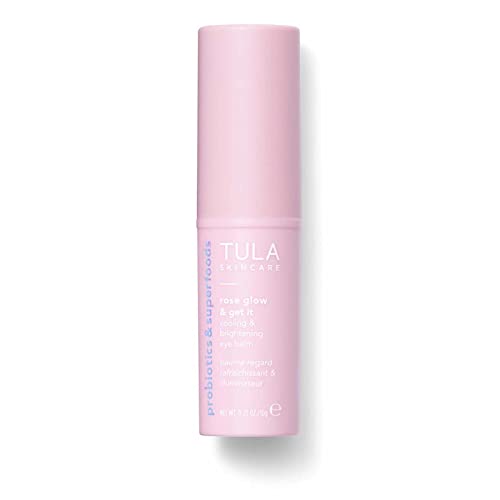 TULA Skin Care Eye Balm Rose Glow - Dark Circle Treatment, Instantly Hydrate and Brighten Undereye Area, Portable and Perfect to Use On-the-go, 0.35 oz.