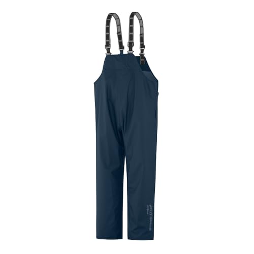 Helly-Hansen Workwear Mandal Waterproof Bib Overalls for Men Made of Durable PVC-Coated Polyester, Breathable and Adjustable, Classic Navy - M