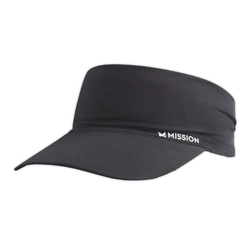 MISSION Cooling Visor, Black - Unisex Fit for Men & Women - Lightweight & Durable - Cools Up to 2 Hours - UPF 50 Sun Protection - Machine Washable