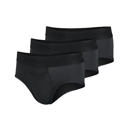 Tommy John Men's Second Skin Briefs - 3 Pack - No Ride-Up Comfortable Breathable Underwear for Men (Black, X-Large)