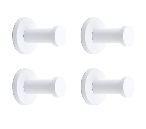 NELXULAS Classic White Stainless Steel Single Super Heavy Duty Wall Mount Hook, Coat Hanger, Bath Towel Hooks (2', 4 PCS)