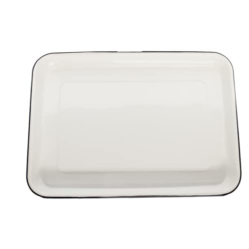 Tablecraft Enamelware Collection Black Rim Solid White Enamel Baking Cookie Sheet Jelly Roll Pan, Home Kitchen & Restaurant, Porcelain over Steel, Classic, Vintage, Retro Style, 16x11.5x1.5