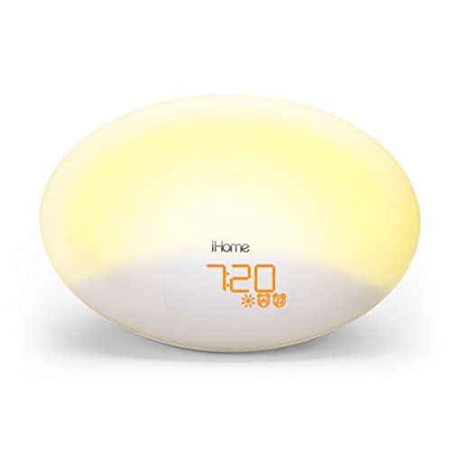 iHome Zenergy Sound Machine with Sunrise Alarm Clock, Built-in Bluetooth Speaker and Night Light, Bedroom Décor Designed for Anxiety Relief and Stress Relief