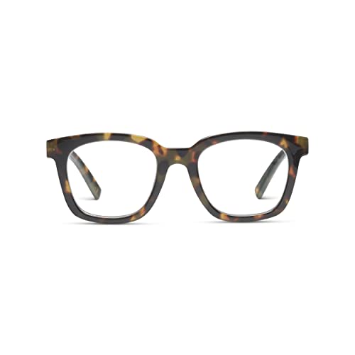 Peepers by PeeperSpecs Women's to The Max Square Blue Light Blocking Reading Glasses, Tortoise, 49 + 2.5