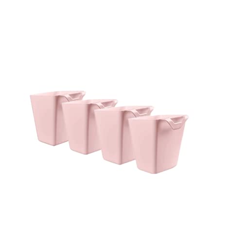 4 Pack Hanging Cup Holders,Trolley Basket Storage,Rolling Cart Accessories,4.75x4'Hanging Pencil Holder Storage Containers Hanging Buckets Hanging Bins,Plant Container,Make Up Pencil Holder(Pink)