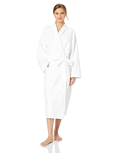MONARCH Chamois Microfiber Shawl Hotel Robe - Lightweight Absorbent Soft Spa Bathrobe in Cypress (X-Large, White)