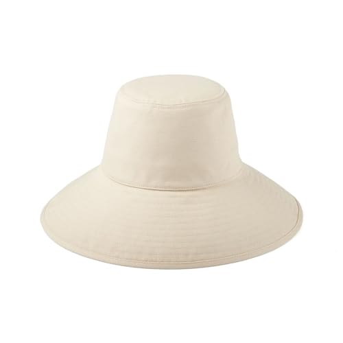 Lack of Color Women's Wide-Brimmed Cotton Canvas Holiday Bucket Hat (Medium-Large, Beige Canvas)