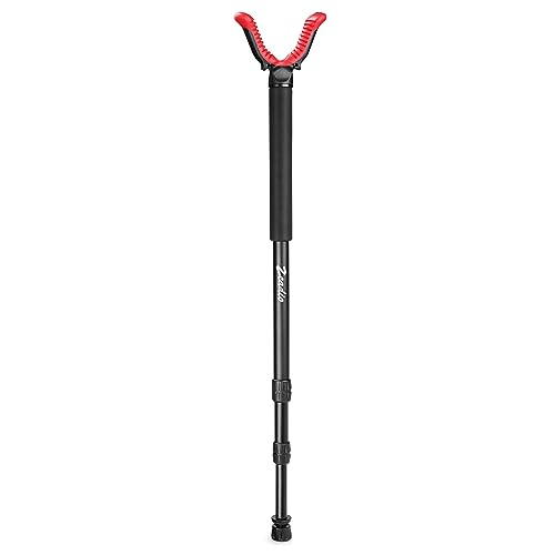 Zeadio Monopod Shooting Stick Rest with High Density Foam Grip, Twist-Style Locking Leg, and Non-Marring V-Yoke Shooting Rest Head for Shooting and Outdoor
