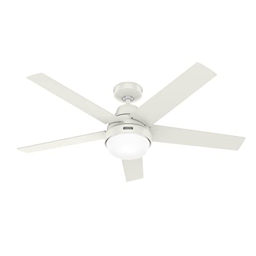 Hunter Fan Company Aerodyne 52-inch Indoor Fresh White Casual Ceiling Fan With Bright LED Light Kit, Remote Control, Reversible WhisperWind Motor and SureSpeed Technology Included