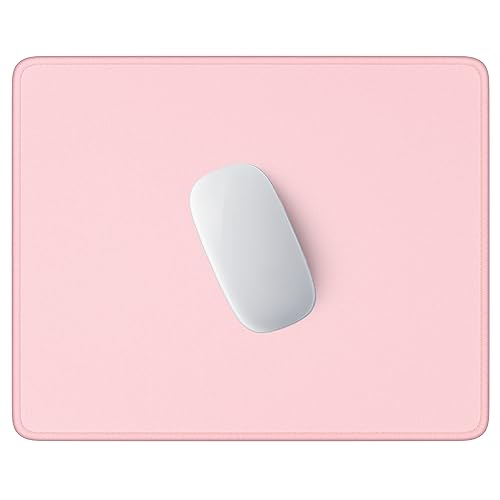Hsurbtra Mouse Pad, Premium-Textured Square Mousepad 10.2 x 8.3 Inch, Stitched Edge Anti-Slip Waterproof Rubber Mouse Mat, Pretty Cute Mouse Pad for Office Gaming Laptop Women Kids Pink