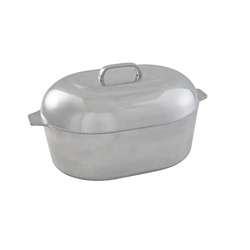 IMUSA USA Heavy Duty Cajun Oval Cast Aluminum Roaster 13', Silver