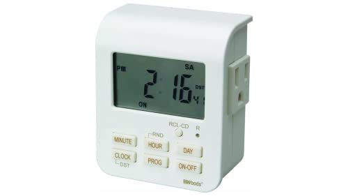 Coleman Cable 50009 7-Day Indoor Heavy Duty Digital Timer with 2-Outlets, White