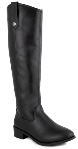 LONDON FOG Womens Irie Riding Boot, Regular and Wide Calf colors available Black 9