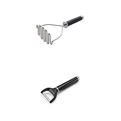 KitchenAid Gourmet Stainless Steel Wire Masher, 10.24-Inch, Black and KitchenAid KE145OHOBA Classic Y Peeler, One Size, Black 2
