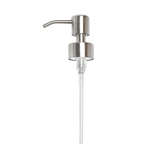 Medsuo Reusable Soap Dispenser Pump Head 304 Stainless Steel Brushed Finish Pump Head 28/400 (26 mm - 28mm) Neck Size Replacement for Kitchen Bathroom (Silver)