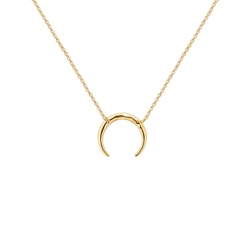 Estendly Crescent Moon Necklace Gold Pendant Necklace Simple Necklace Delicate Moon Necklace Gift for Her