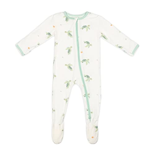 Soft Bamboo Viscose Footies, 2-Way Zipper, Unisex, 0-3 Months, Turtle