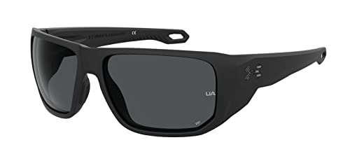 Under Armour Men's UA Attack 2 Rectangular Sunglasses, Matte Black/Gray, 63mm, 16mm