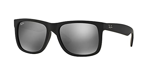 Ray-Ban RB4165 Justin Sunglasses + Vision Group Accessories Bundle for unisex-adult (Rubber Black/Grey Mirror Silver (622/6G),55)