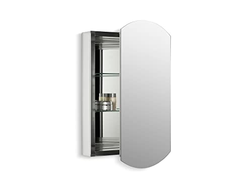 KOHLER 3073-NA Archer 20' W x 31' H Aluminum Single-Door Bathroom Medicine Cabinet with Mirror, Recessed or Surface Mount Bathroom Wall Cabinet, Beveled edges