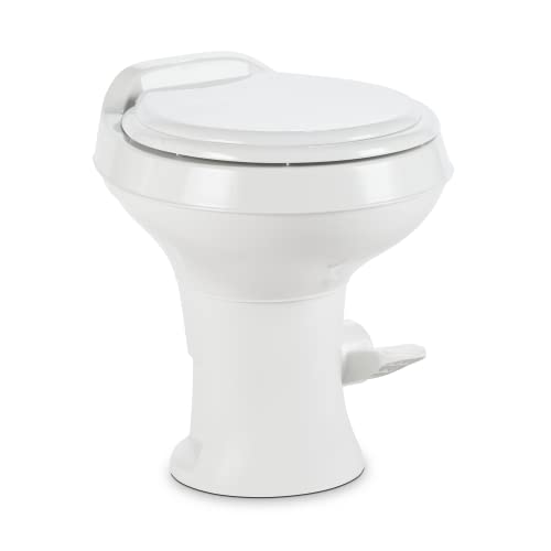 Dometic 300 Series Gravity-Flush RV Toilet - Powerful Triple-Jet Action Flush with Adjustable Water Level - Standard Height Flush with Foot Pedal for RVs, Trailers, and Outdoor Campers