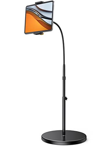 Lamicall Tablet Floor Stand - Gooseneck Swivel Holder Mount with Adjustable Height & 10.6lb Stable Base, Compatible iPad Mini Air Pro 12.9/9.7, Galaxy Tab, Kindle, Cell Phones (4.7''-13'')