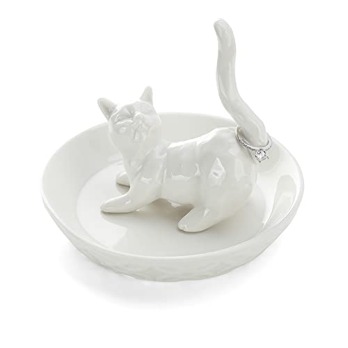 HOME SMILE Cat Ring Holder,Ceramic Jewelry Holder, Cat Gifts for Women Christmas,Cat Gifts for Cat Mom