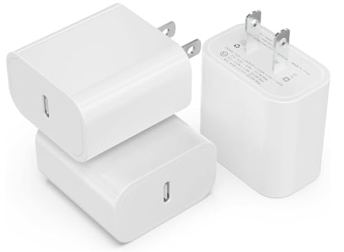 3Pack USB C Charger Block 20W, iGENJUN PD 3.0 Type C Charger Wall Charger USBC Power Adapter Brick Cube Fast Charger for Phone 15/15 Pro/14/13, Galaxy, Pixel, AirPods Pro-White