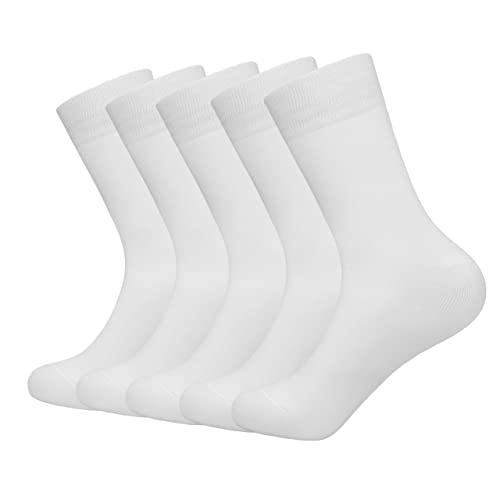 SERISIMPLE Bamboo Dress Men Sock Thin Soft Crew Anti Odor Lightweight Sock Odor Resistant Breathable Sock 9-13,5 Pairs (Large, White)