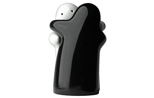 Salt and Pepper Shakers Cute Decorative Novelty Hugging Shakers Couple Set Black and White Modern and Vintage Hug Design Easy to Refill and Dispenser Shaker Set