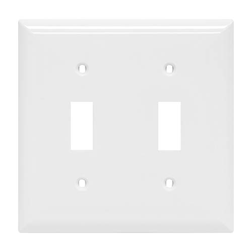 Power Gear Double Wall Plates Cover, 2 Gang, Light switch cover, 0.32' x 4.47', Outlet Covers, Screws Included, White, 44756