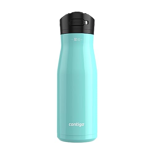 Contigo Ashland Chill Stainless Steel Water Bottle with Leakproof Lid & Straw, Water Bottle with Handle Keeps Drinks Cold for 24hrs & Hot for 6hrs, Great for Travel, School, Work, & More, 32oz