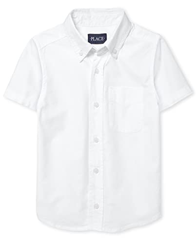 The Children's Place,boys,Short Sleeve Oxford Shirt,White,Large