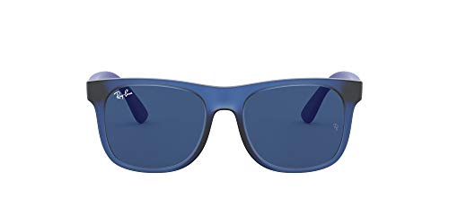 Ray-Ban Junior RJ9069S Justin Square Sunglasses, Rubber Transparent Blue/Dark Blue, 48 mm