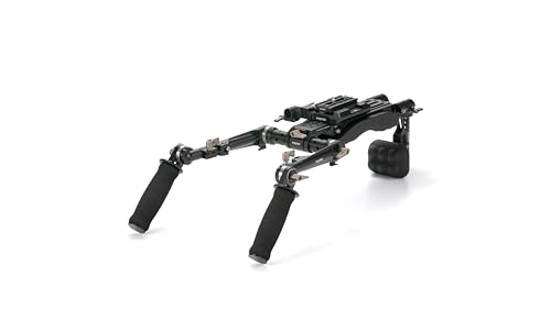 Tilta Lightweight Shoulder Rig | Foldable | Aviation Grade Aluminum Alloy | Dual Quick Release | 15mm Rod Mount/NATO Rail Adapter | Compatible with Manfrotto/Arca | TA-LSR-B