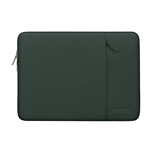 MOSISO Laptop Sleeve Bag Compatible with MacBook Air/Pro, 13-13.3 inch Notebook, Compatible with MacBook Pro 14 inch M3 M2 M1 Chip Pro Max 2023-2021, Polyester Vertical Case with Pocket,Midnight Green