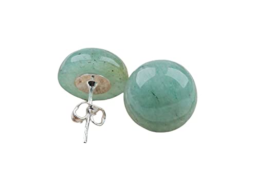 Studs Earrings for Women Jade Earrings Studs for Men Stone Earrings Posts Gift for Graduation Birthday Anniversary Holidays (A Pair of Studs, Lighter Green, 12mm Semi-circle)