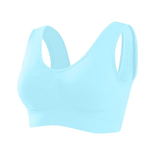 Jewelry Deals Womens Plus Size Sports Bra Wireless Push Up Bra Seamless Sports Bra Yoga Bra with Removable Pads Underwire T-Shirt Bra Gym top Light Blue S
