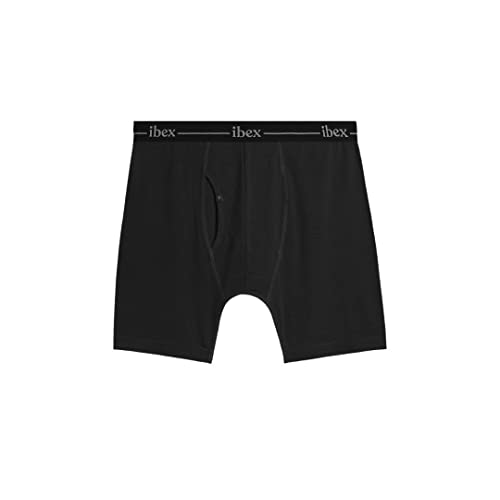 Ibex Men's Merino Natural Boxer Brief, Black, Large