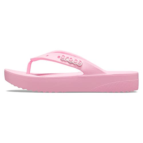 Crocs Women's Classic Flip Flops, Platform Sandals, Flamingo, Numeric_9