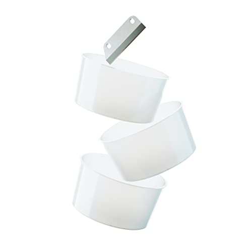 Hawaiian Shaved Ice Accessory Kit for S900A Shaved Ice Machine, with Stainless Steel Replacement Blade (2” x ⅛” x ⅞”) and 3 Food-Grade BPA-Free Plastic Round Block Ice Cups 4” Diameter, 1.9” Height