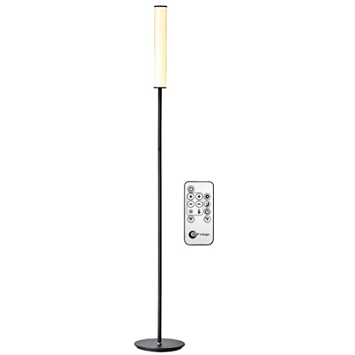O’Bright LED Cylinder Floor Lamp with Remote Control, Full Range Dimming, Adjustable Color Temperature 3000K-6000K, Minimalist Standing Lamps for Living Room, Bedrooms and Office, Black