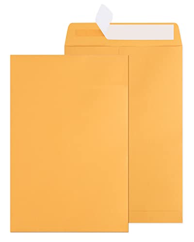 Poever 6x9 Catalog Envelopes 300 Pack Small Envelopes Brown Kraft Self Seal Security Mailing Envelopes for Documents, Cards, Photos, Office, Business