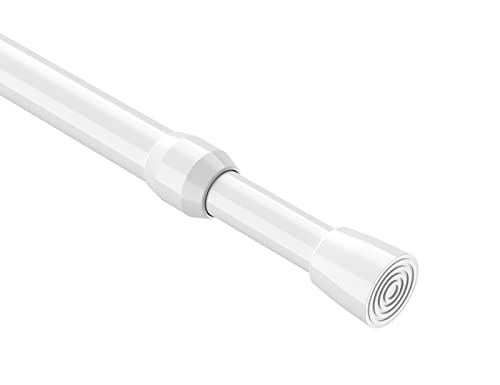 MEXAU 1Pcs Spring Tension Curtain Rod 26-39 inch Spring Tension Rods White Tension Rods Adjustable Spring Rod Extendable Tension Rod For Kitchen, Bathroom, Window, Bookshelf,Closet.
