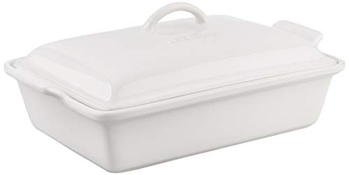 Le Creuset Stoneware Heritage Covered Rectangular Casserole, 4 qt. (12' x 9'), White