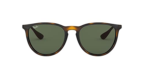 Ray-Ban RB4171 Erika Round Sunglasses, Light Havana/Dark Green, 54 mm