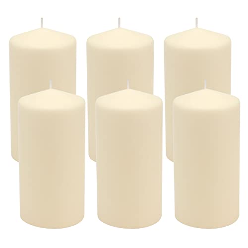 Stonebriar SB-SP-3548A Tall 3 x 6 Inch Unscented Ivory Pillar Candle Set, Set of 6, 3x6