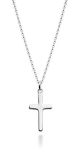Miabella Italian 925 Sterling Silver or 18Kt Yellow Gold Over Silver Cross Necklace for Women, Small Cross Pendant on 18 Inch Chain Made in Italy (sterling silver)