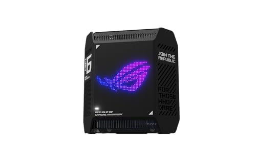ASUS ROG Rapture GT6 (AX10000) Tri-Band WiFi 6 Extendable Gaming Router, 2.5G Port, Triple-Level Game Acceleration, UNII 4, Free Lifetime Internet Security, AiMesh Compatible, Black