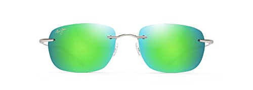 Maui Jim Men's and Women's Nanea Polarized Rimless Sunglasses, Matte Silver/MAUIGreen, Medium